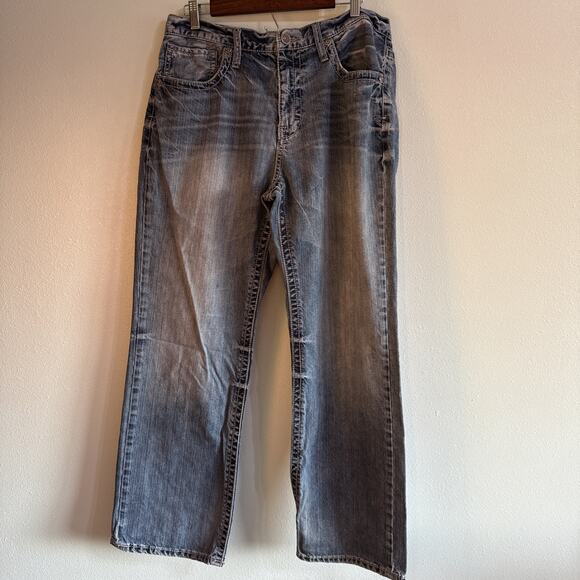 BKE Jeans Mens 36x30 36R Seth Boot Cut Heavy Stitch Cowboy Distressed - Picture 1 of 5
